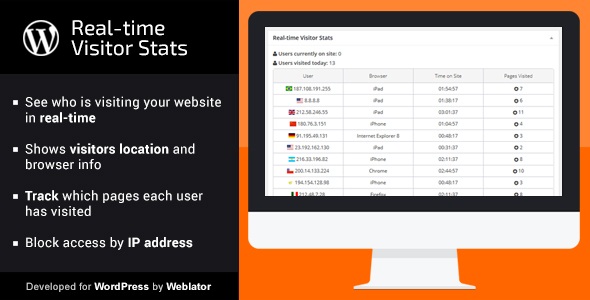 افزونه نمایش بازدیدکنندگان آنلاین در وردپرس Real-time Visitor Stats  v1.1.1